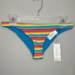 Vitamin A THA Tamarindo Reversible Striped Bikini Bottom